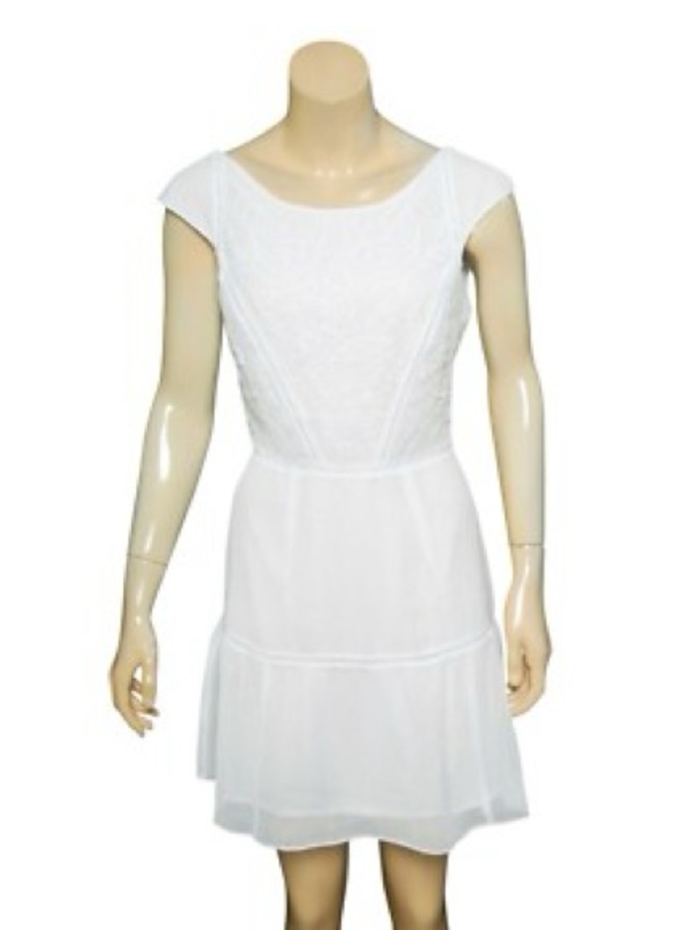 Kimchi Blue White Cap-Sleeve Lace A-Line Mini Dress